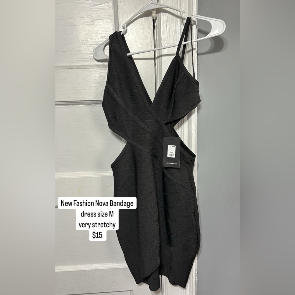 Fashion Nova STRETCHY Black Bandage Cut-Out Dress